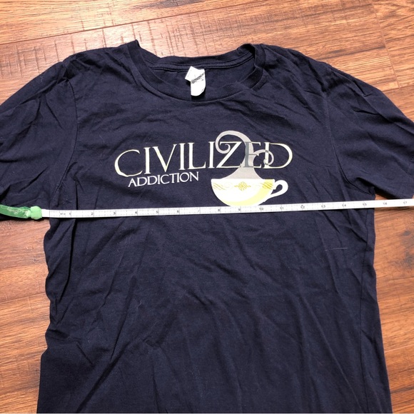 DONATED Civilized Addiction Coffee Tea Shirt Woot T Shirt Tea Cup Small Blue - Picture 5 of 10